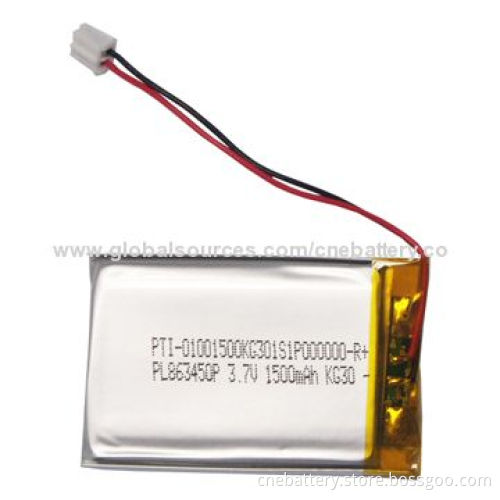 3.7V Lithium Battery with 1,500mAh Capacity, for MP3/MP4 Players, Bluetooth, Testor, PSP, POS, Lamps